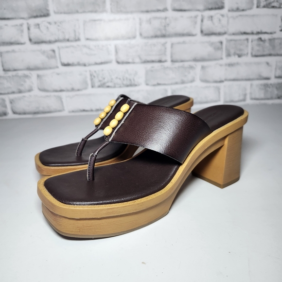 Lucky Brand Women's Mandelina Platform Thong Brown Boho Size 8M - Picture 2 of 14